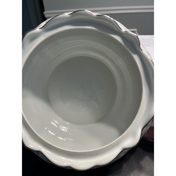 Johann Haviland Blue Flowers Gray Leaf Pattern Gravy Boat w Attached Under Plate - Picture 11 of 14